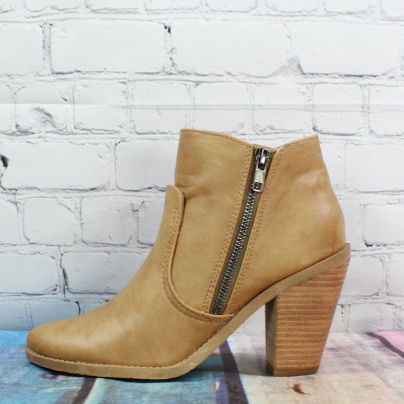 Dolce Vita Shoes - Dolce Vita Brown Leather Side Zipper High Heel Ankle Booties Size 8.5